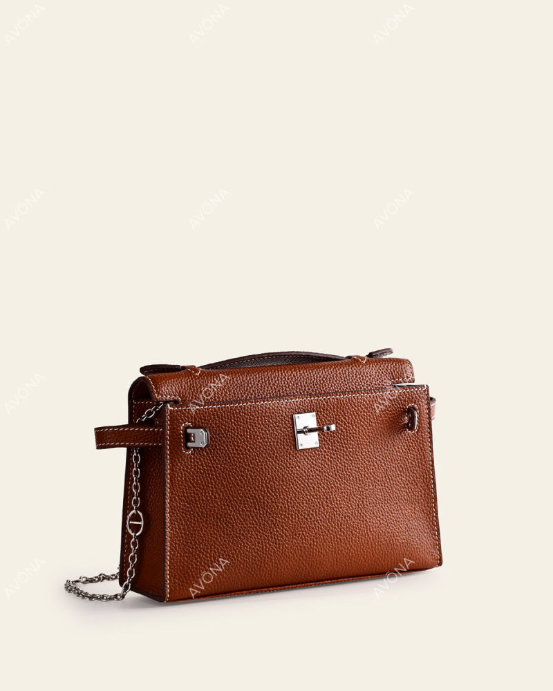 AYLO PATINA GOLDEN BROWN - S - (W 22 × H 14 × D 6 cm) / SILVER