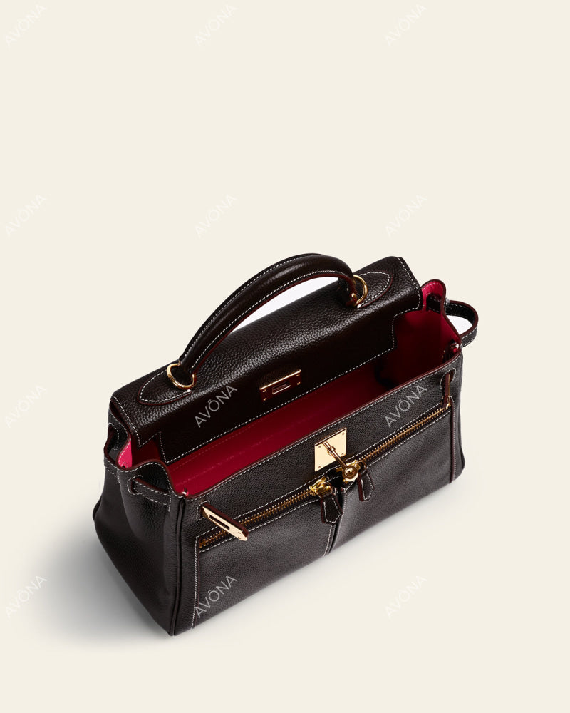 KRONOS POCHE PATINA EBONY - L - (W 28 x H 22 x D 11 cm) / GOLD
