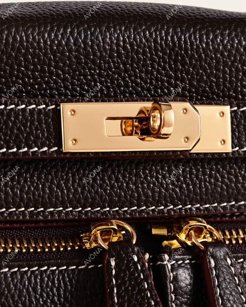 KRONOS POCHE PATINA EBONY - L - (W 28 x H 22 x D 11 cm) / GOLD