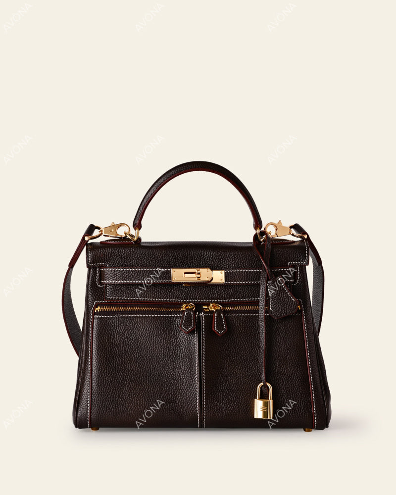 KRONOS POCHE PATINA EBONY - L - (W 28 x H 22 x D 11 cm) / GOLD
