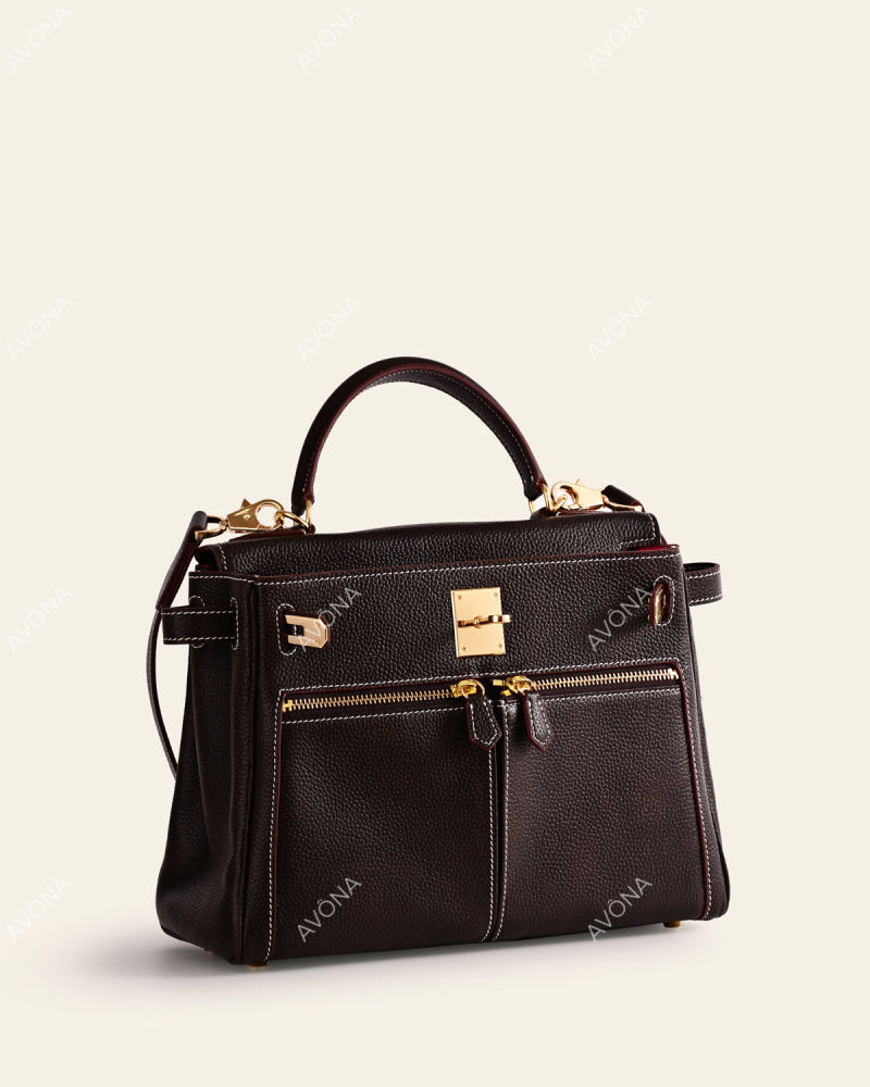 KRONOS POCHE PATINA EBONY - L - (W 28 x H 22 x D 11 cm) / GOLD