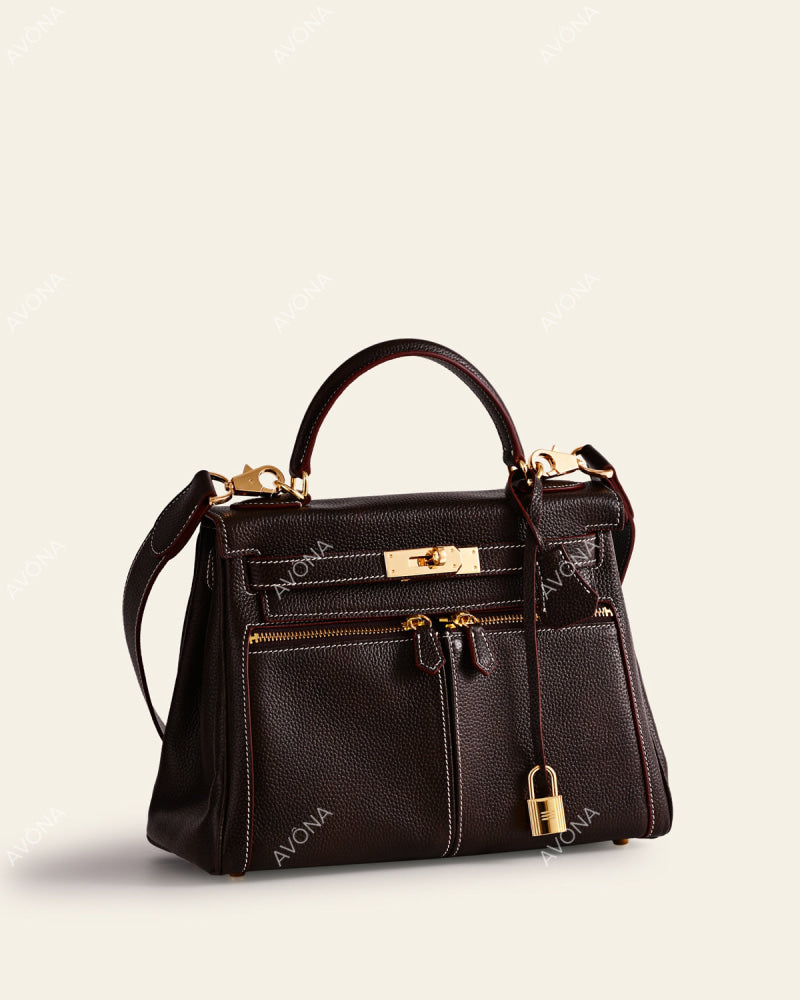 KRONOS POCHE PATINA EBONY - L - (W 28 x H 22 x D 11 cm) / GOLD