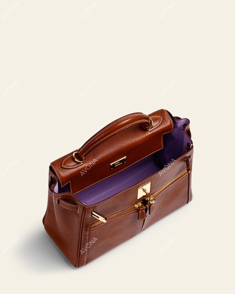 KRONOS POCHE PATINA GOLDEN BROWN - L - (W 28 x H 22 x D 11 cm) / GOLD