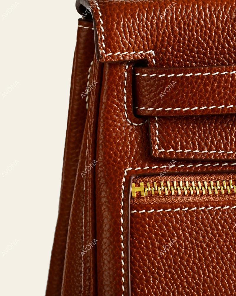 KRONOS POCHE PATINA GOLDEN BROWN - L - (W 28 x H 22 x D 11 cm) / GOLD