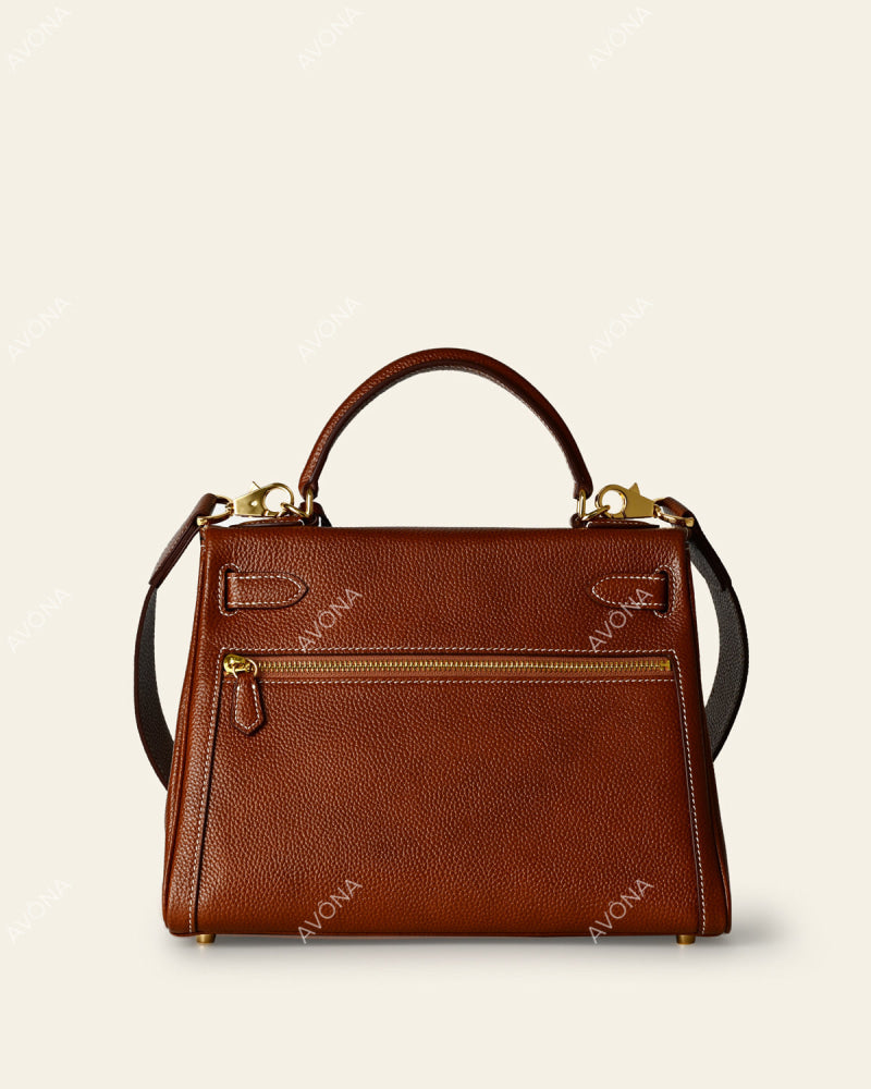 KRONOS POCHE PATINA GOLDEN BROWN - L - (W 28 x H 22 x D 11 cm) / GOLD