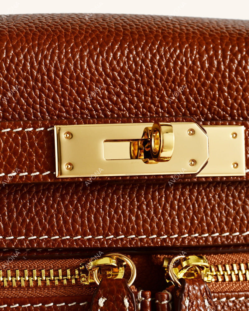 KRONOS POCHE PATINA GOLDEN BROWN - L - (W 28 x H 22 x D 11 cm) / GOLD