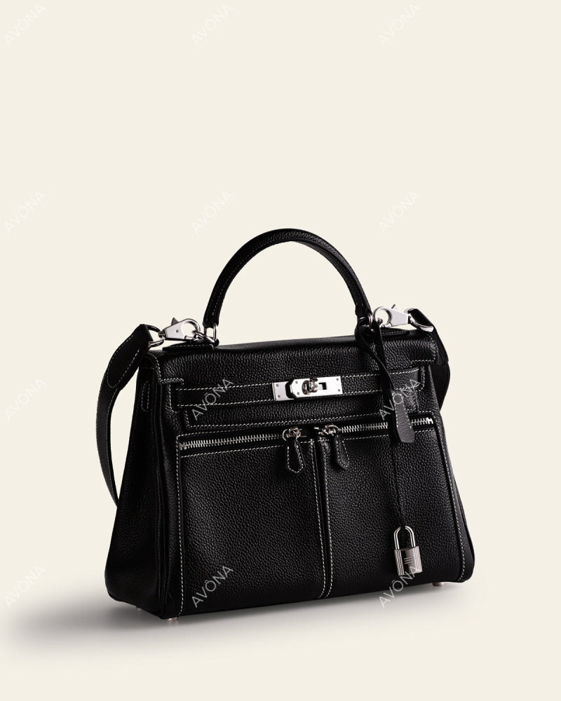 KRONOS POCHE PATINA ONYX - L - (W 28 x H 22 x D 11 cm) / GOLD
