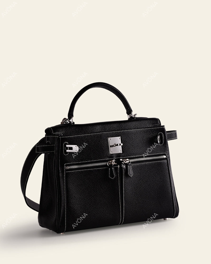 KRONOS POCHE PATINA ONYX - L - (W 28 x H 22 x D 11 cm) / GOLD