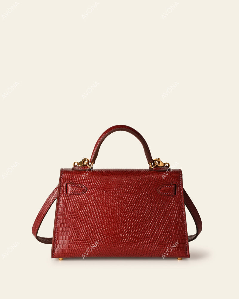 MINI BORDEAUX LIZARD - XS - (W 19 × H 13 × D 4.5 cm) / GOLD