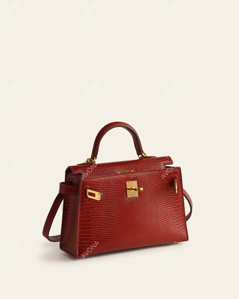MINI BORDEAUX LIZARD - XS - (W 19 × H 13 × D 4.5 cm) / GOLD
