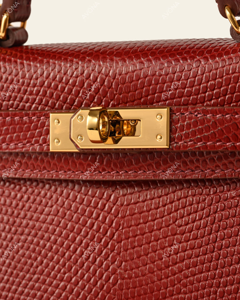 MINI BORDEAUX LIZARD - XS - (W 19 × H 13 × D 4.5 cm) / GOLD
