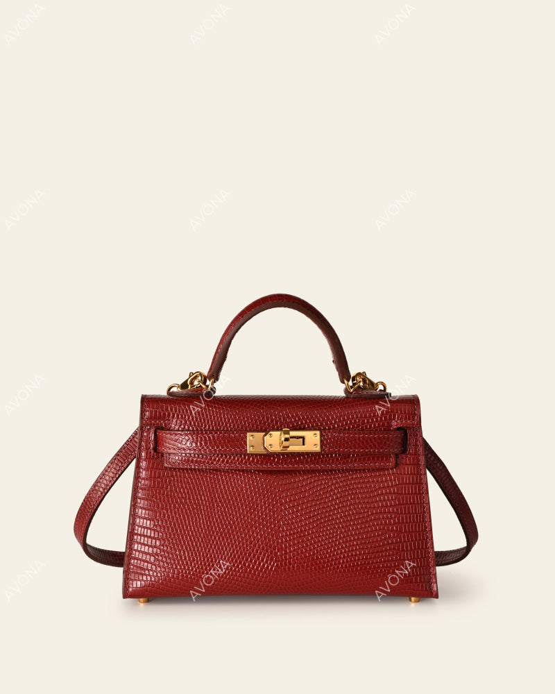 MINI BORDEAUX LIZARD - XS - (W 19 × H 13 × D 4.5 cm) / GOLD