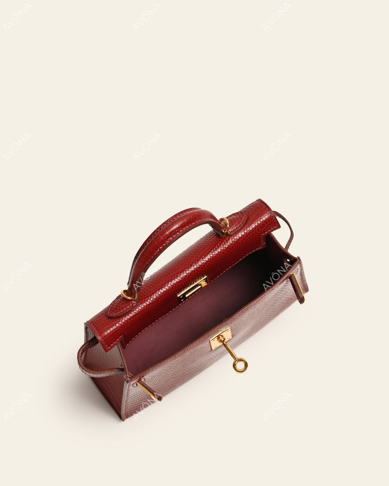 MINI BORDEAUX LIZARD - XS - (W 19 × H 13 × D 4.5 cm) / GOLD