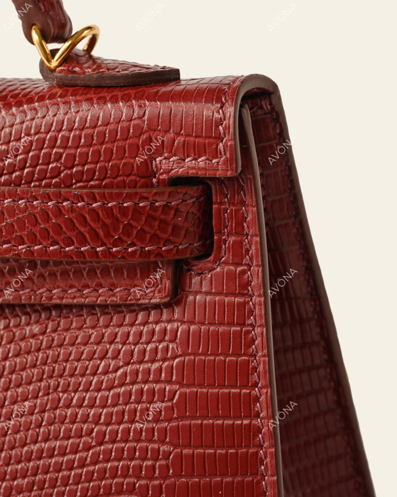 MINI BORDEAUX LIZARD - XS - (W 19 × H 13 × D 4.5 cm) / GOLD
