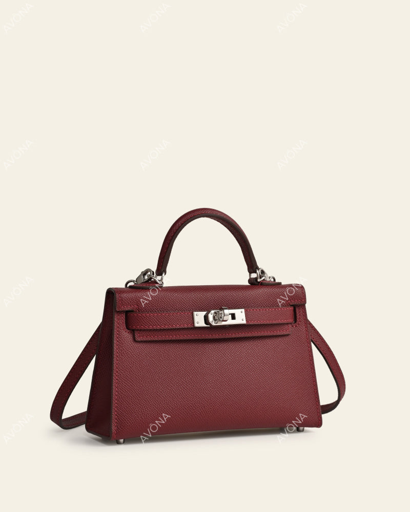 MINI BURGUNDY - XS - (W 19 × H 13 × D 4.5 cm) / SILVER