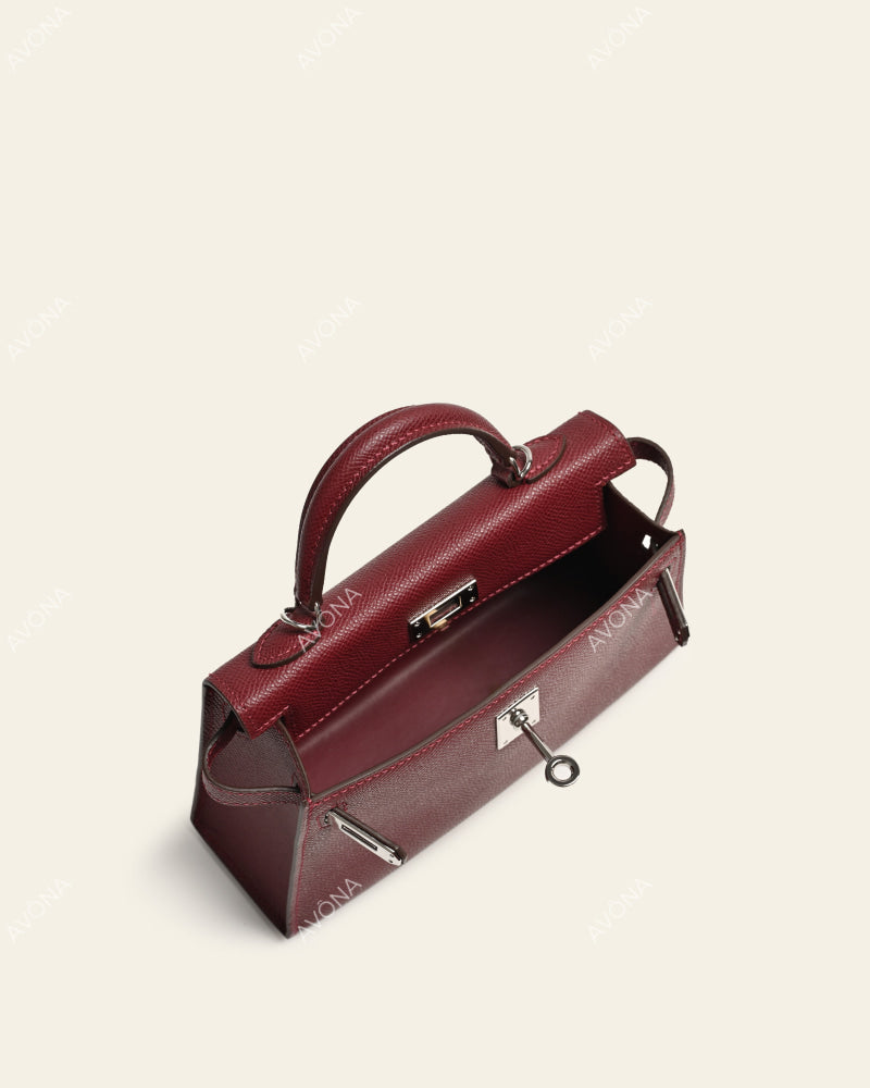 MINI BURGUNDY - XS - (W 19 × H 13 × D 4.5 cm) / SILVER