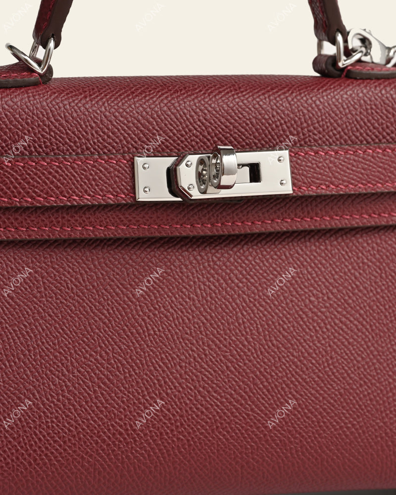 MINI BURGUNDY - XS - (W 19 × H 13 × D 4.5 cm) / SILVER