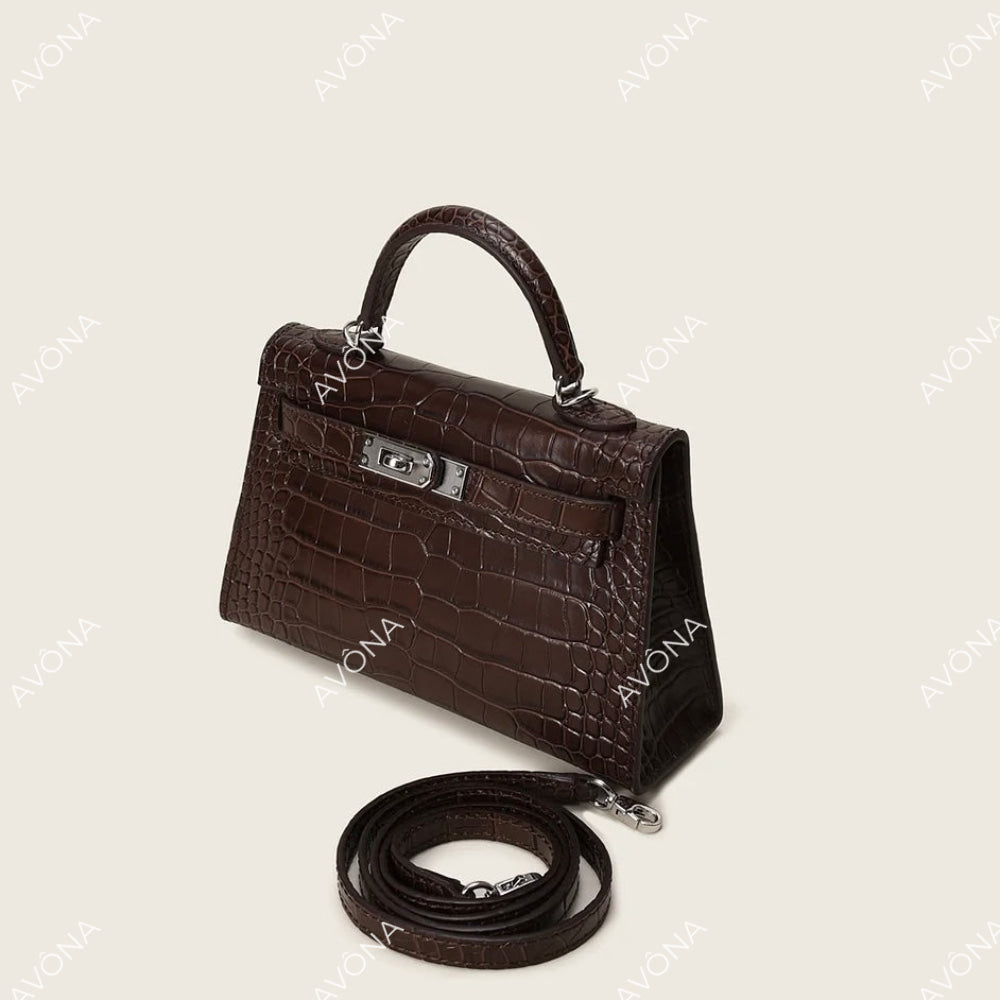 MIRAGE CHOCOLATE CROCODILE XS (19x13x5cm) / SILVER
