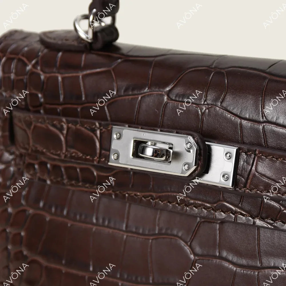 MIRAGE CHOCOLATE CROCODILE XS (19x13x5cm) / SILVER