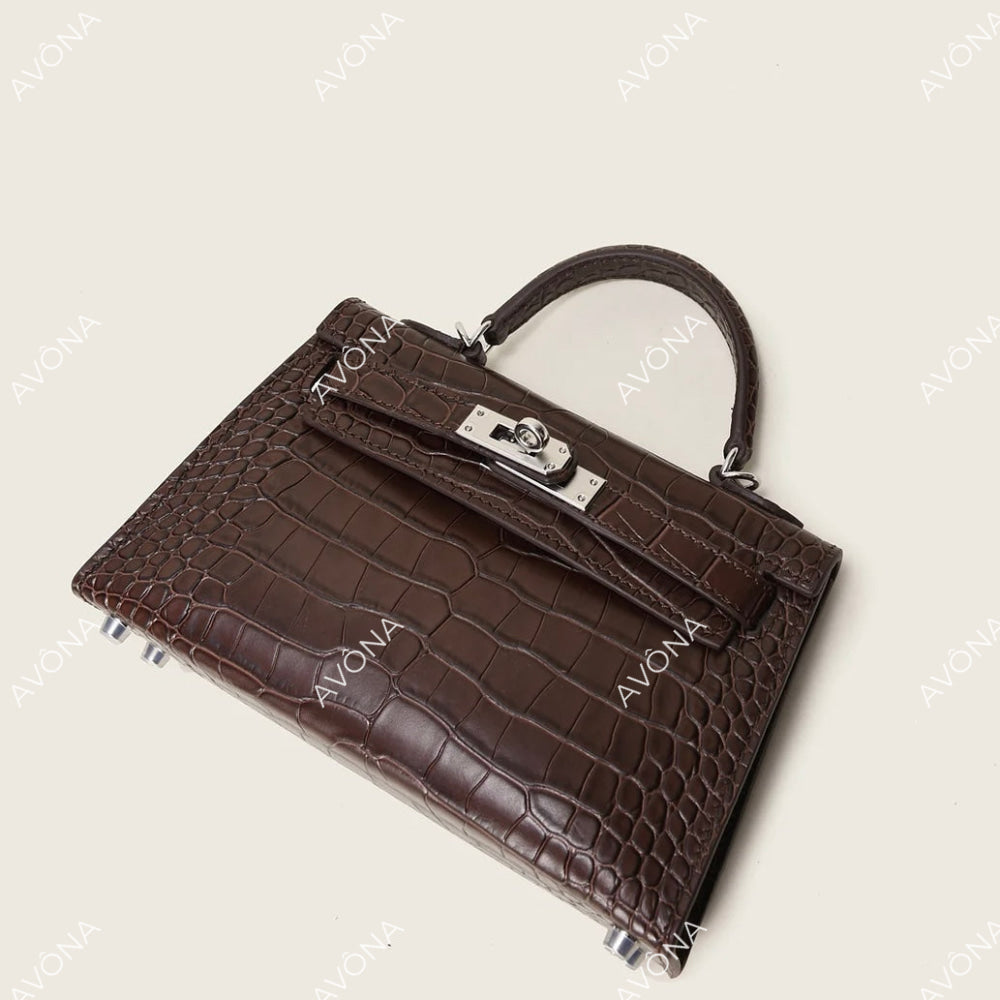 MIRAGE CHOCOLATE CROCODILE XS (19x13x5cm) / SILVER
