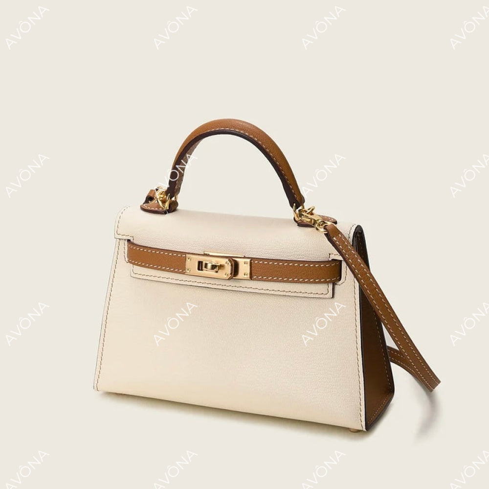 MINI HAZEL CREAM COLORBLOCK XS (19x13x5cm) / GOLD