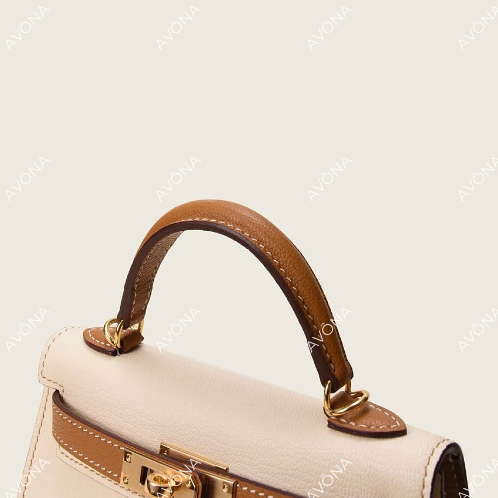 MINI HAZEL CREAM COLORBLOCK XS (19x13x5cm) / GOLD