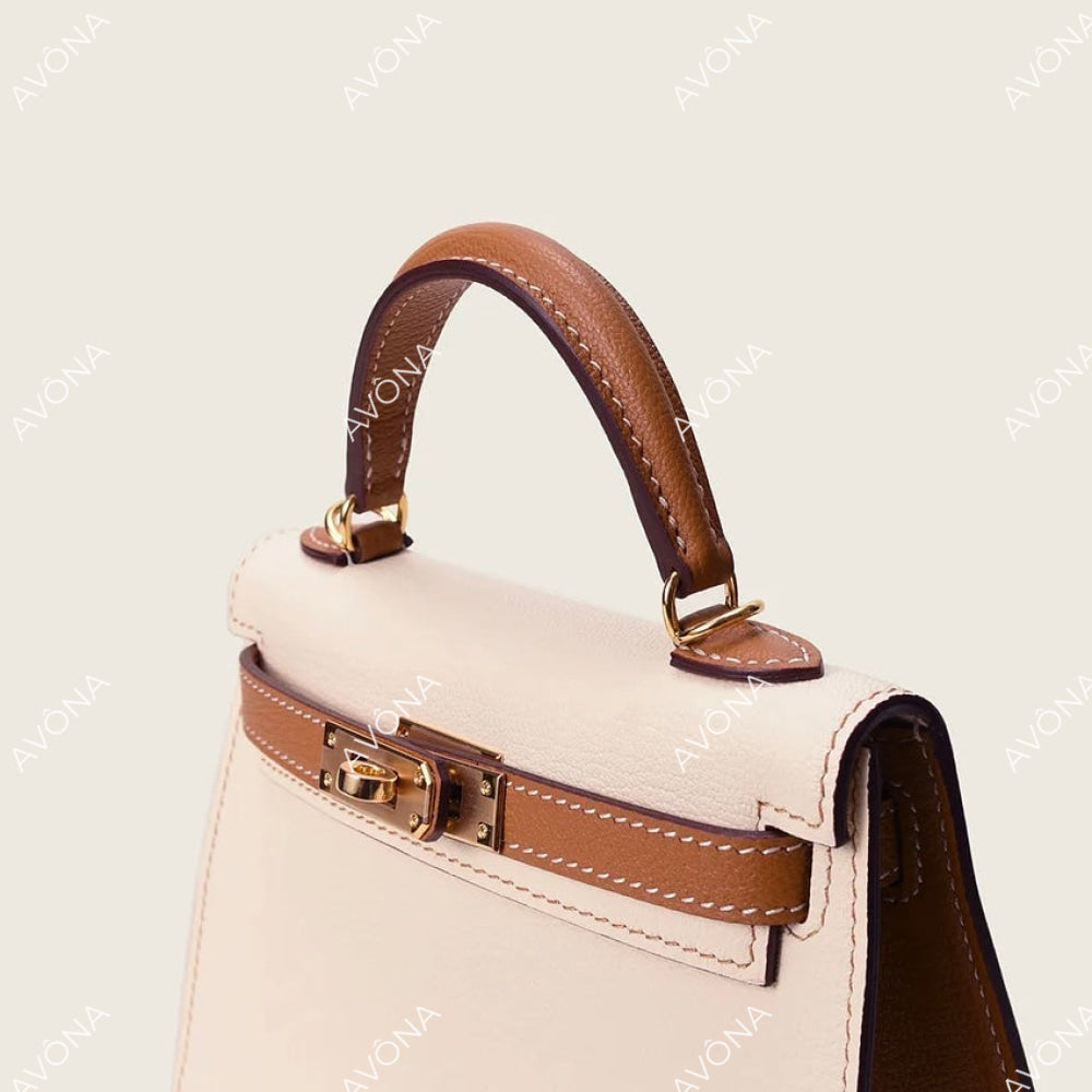 MINI HAZEL CREAM COLORBLOCK XS (19x13x5cm) / GOLD