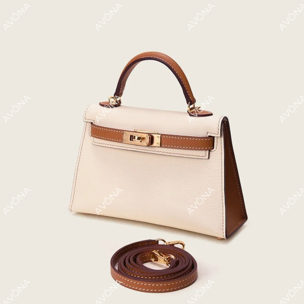 MINI HAZEL CREAM COLORBLOCK XS (19x13x5cm) / GOLD