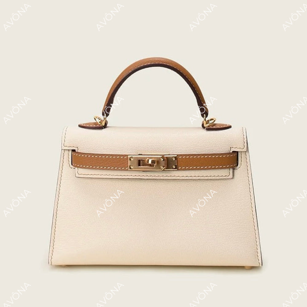MINI HAZEL CREAM COLORBLOCK XS (19x13x5cm) / GOLD