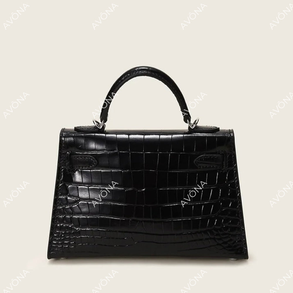 MIRAGE ONYX CROCODILE GLOSSY XS (19x13x5cm) / SILVER