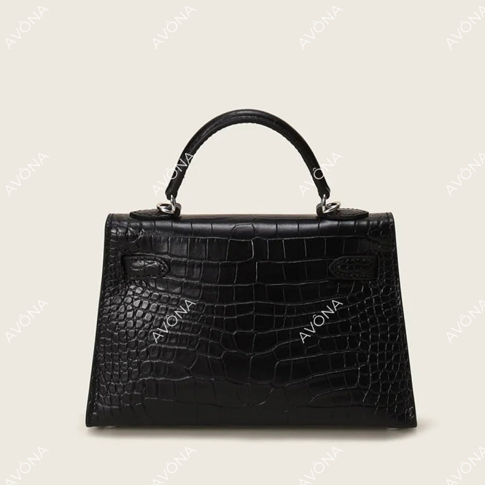 MIRAGE ONYX CROCODILE MATTE XS (19x13x5cm) / SILVER