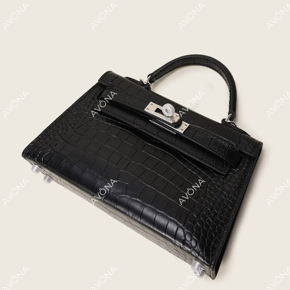 MIRAGE ONYX CROCODILE MATTE XS (19x13x5cm) / SILVER