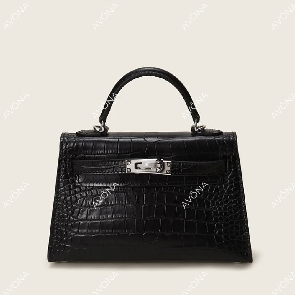 MIRAGE ONYX CROCODILE MATTE XS (19x13x5cm) / SILVER