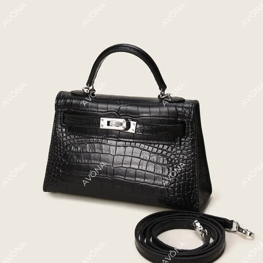 MIRAGE ONYX CROCODILE MATTE XS (19x13x5cm) / SILVER