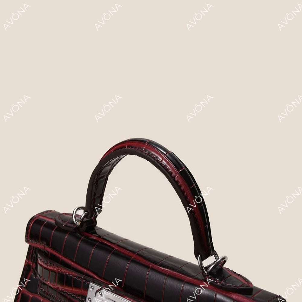 MINI EBONY TWIST CROCODILE XS (19x13x5cm) / SILVER