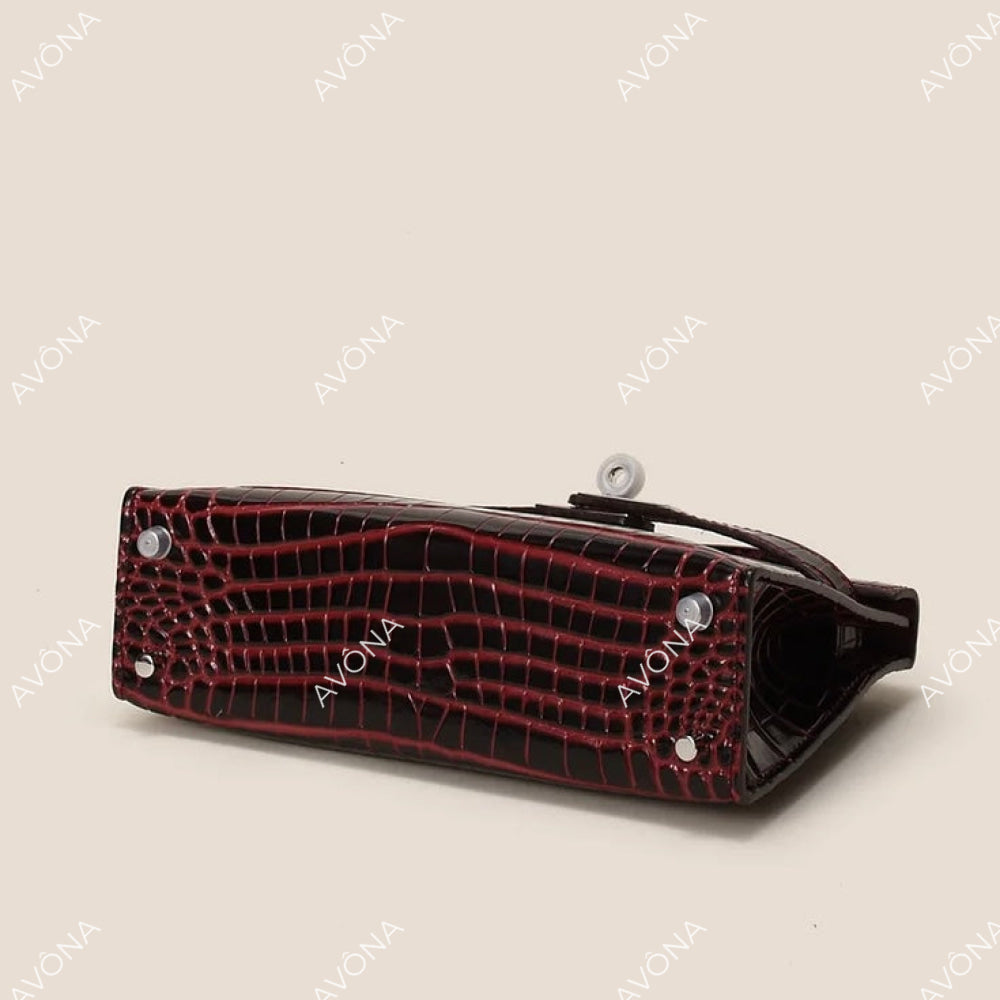 MINI EBONY TWIST CROCODILE XS (19x13x5cm) / SILVER