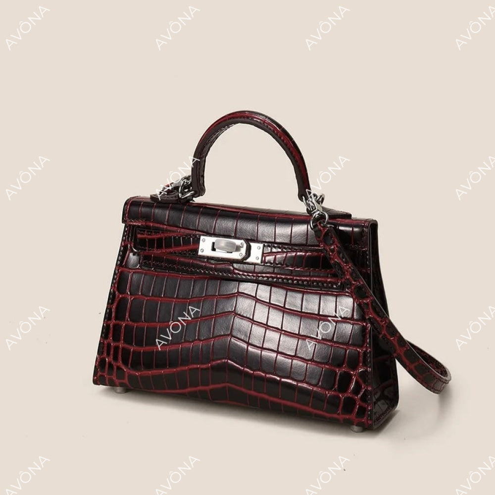 MINI EBONY TWIST CROCODILE XS (19x13x5cm) / SILVER