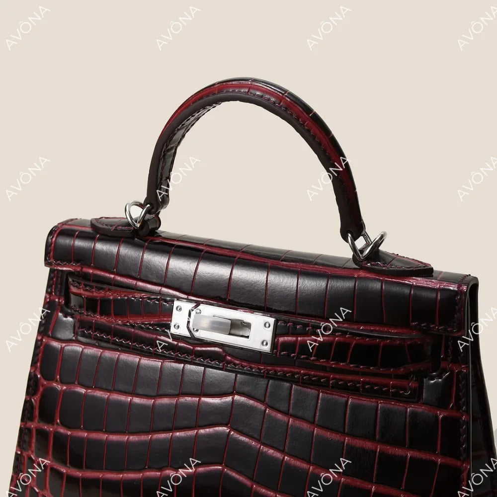 MINI EBONY TWIST CROCODILE XS (19x13x5cm) / SILVER