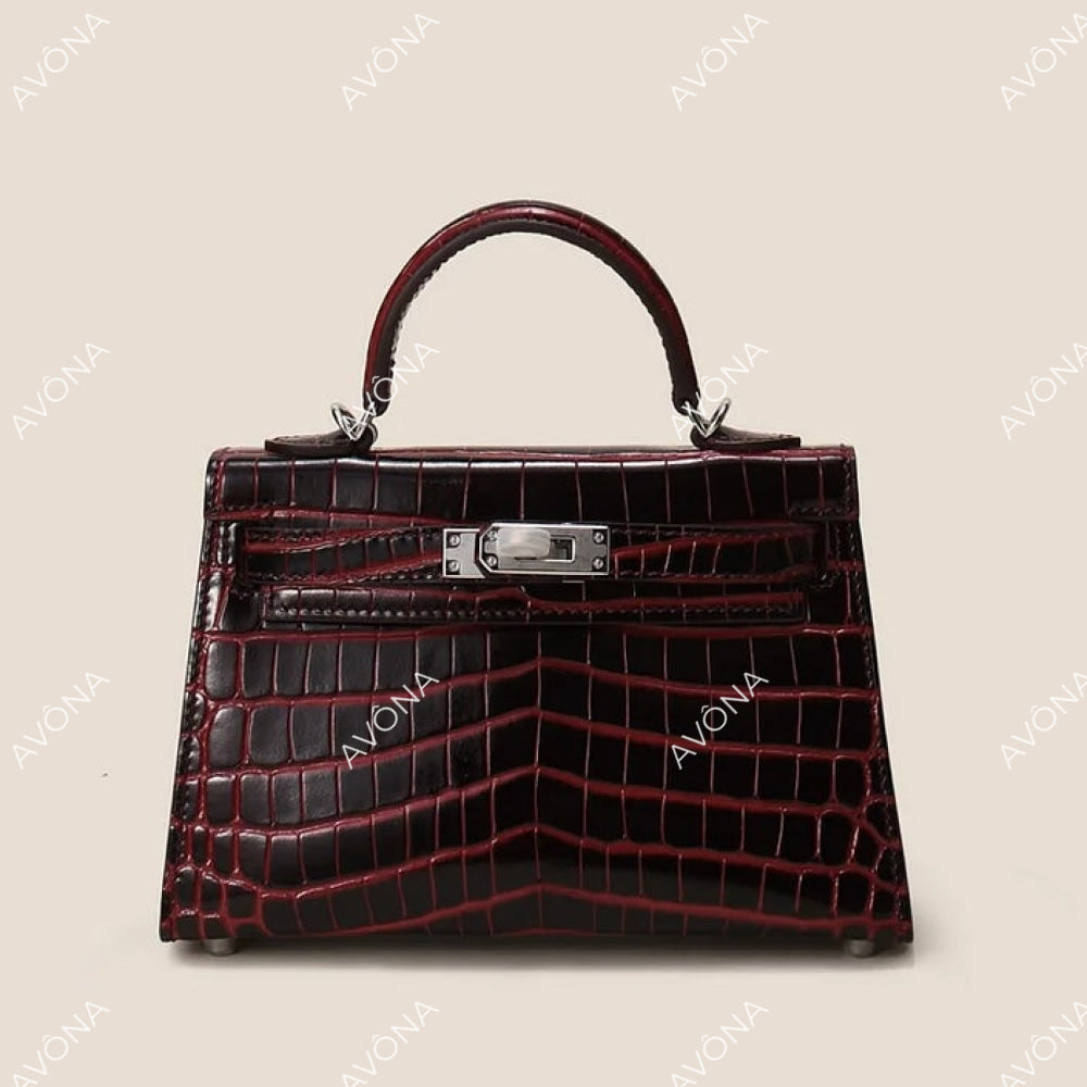 MINI EBONY TWIST CROCODILE XS (19x13x5cm) / SILVER