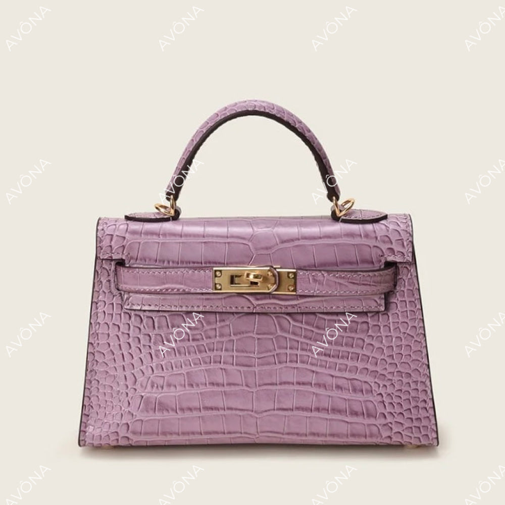 MIRAGE PURPLE DREAM CROCODILE XS (19x13x5cm) / GOLD