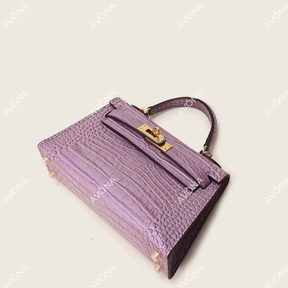 MIRAGE PURPLE DREAM CROCODILE XS (19x13x5cm) / GOLD