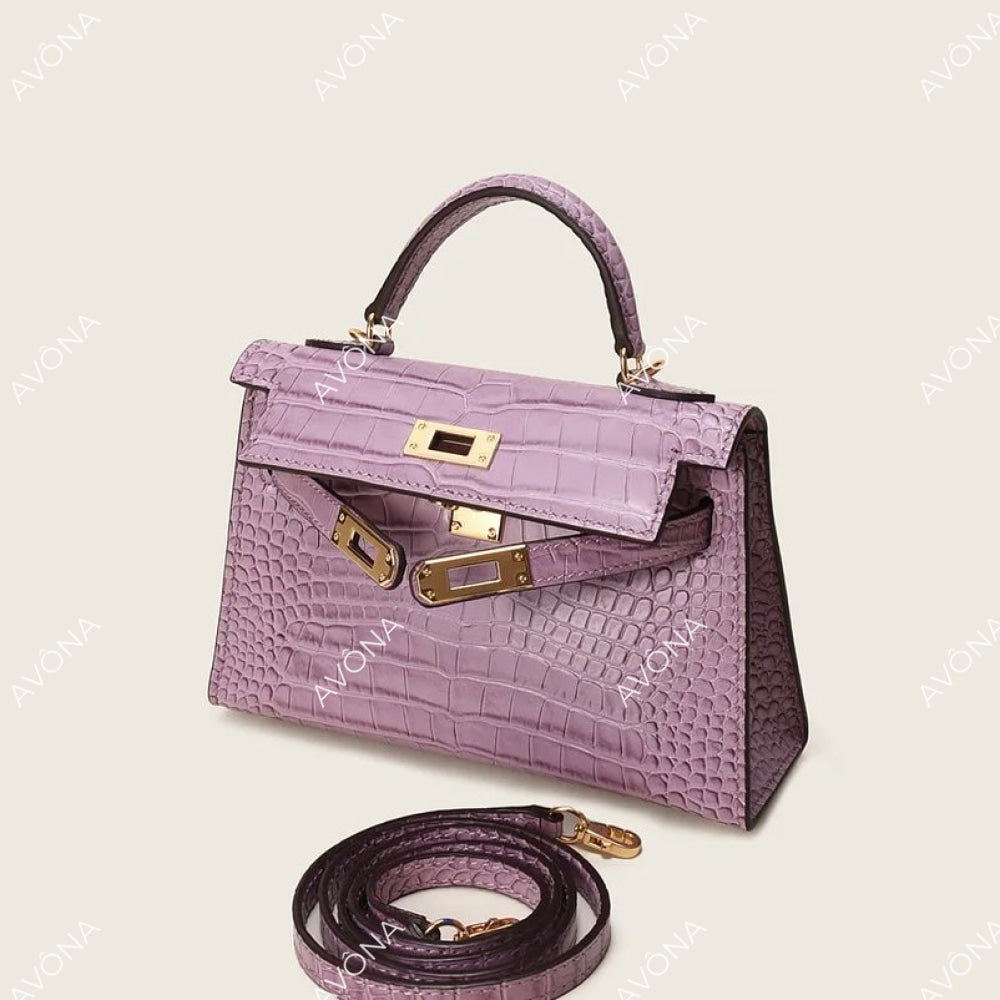 MIRAGE PURPLE DREAM CROCODILE XS (19x13x5cm) / GOLD