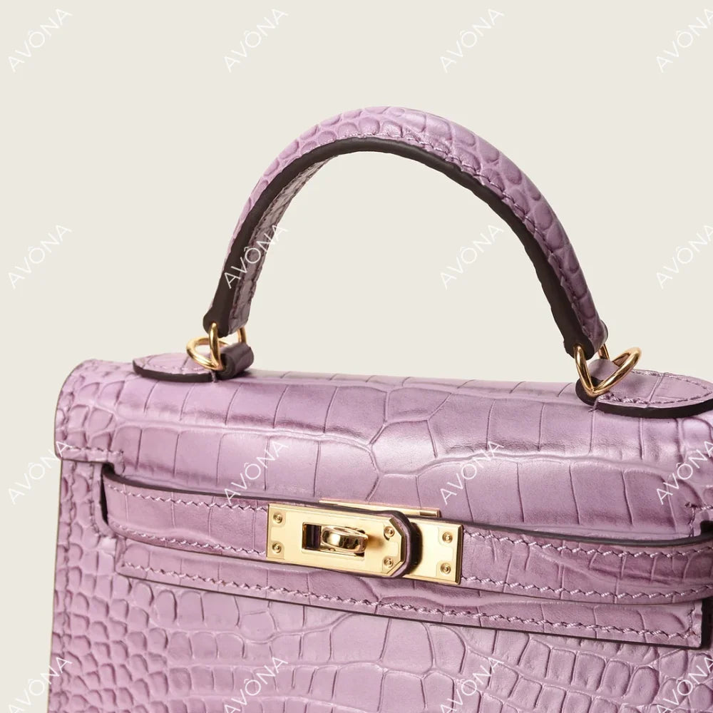 MIRAGE PURPLE DREAM CROCODILE XS (19x13x5cm) / GOLD
