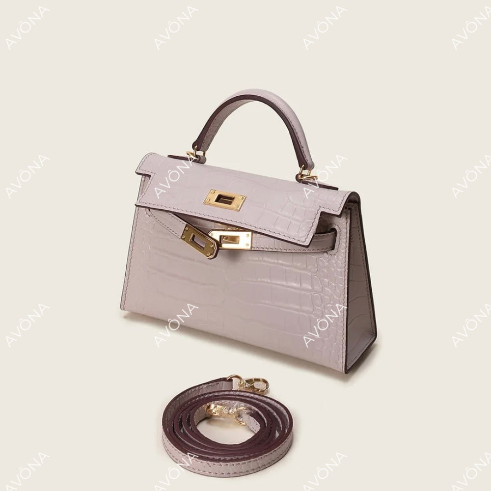 MIRAGE ROSE PETAL CROCODILE XS (19x13x5cm) / GOLD