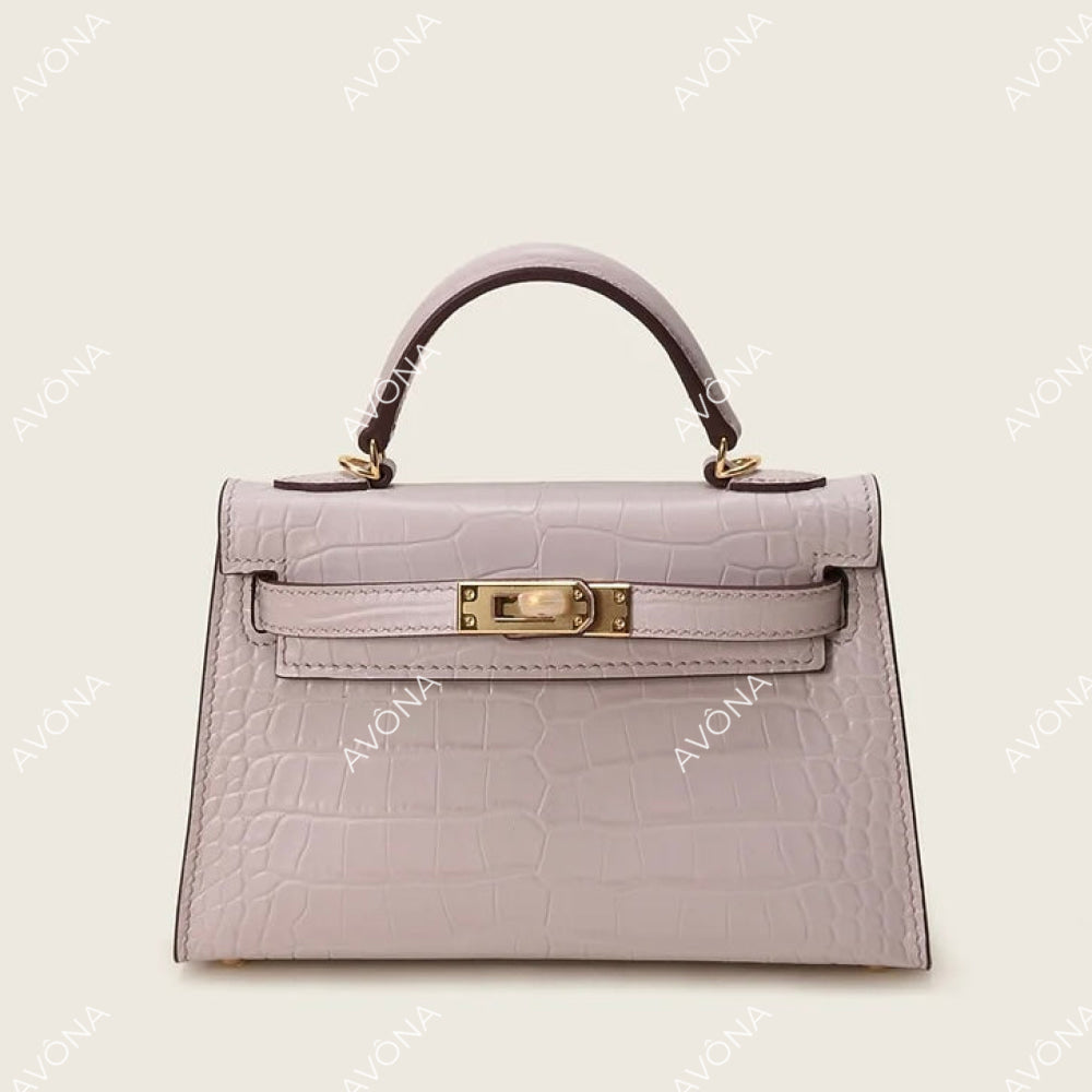 MIRAGE ROSE PETAL CROCODILE XS (19x13x5cm) / GOLD