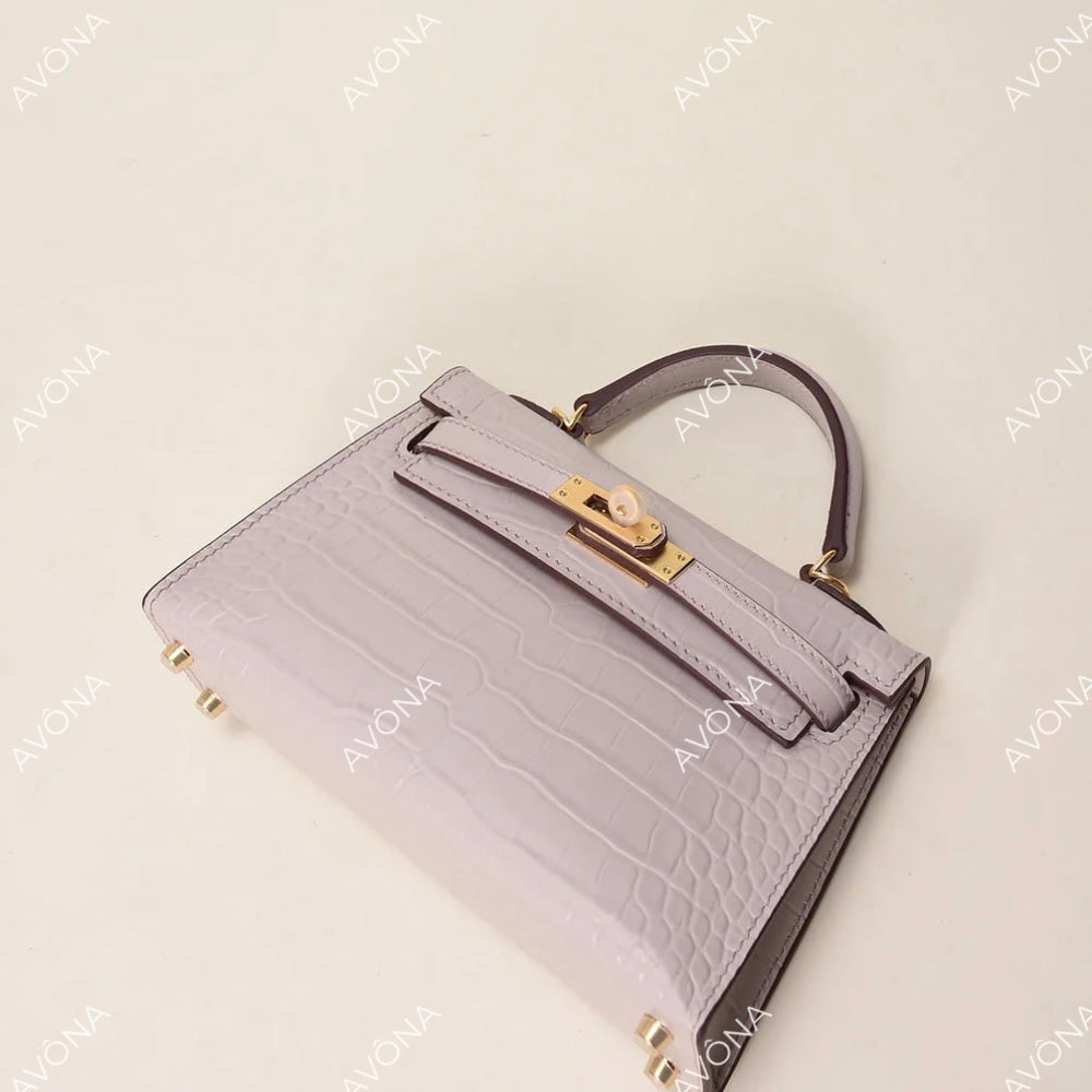 MIRAGE ROSE PETAL CROCODILE XS (19x13x5cm) / GOLD