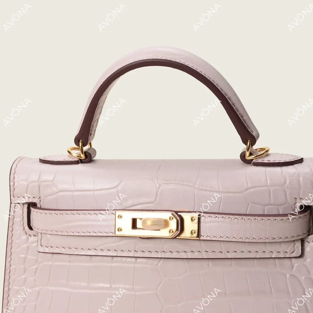 MIRAGE ROSE PETAL CROCODILE XS (19x13x5cm) / GOLD