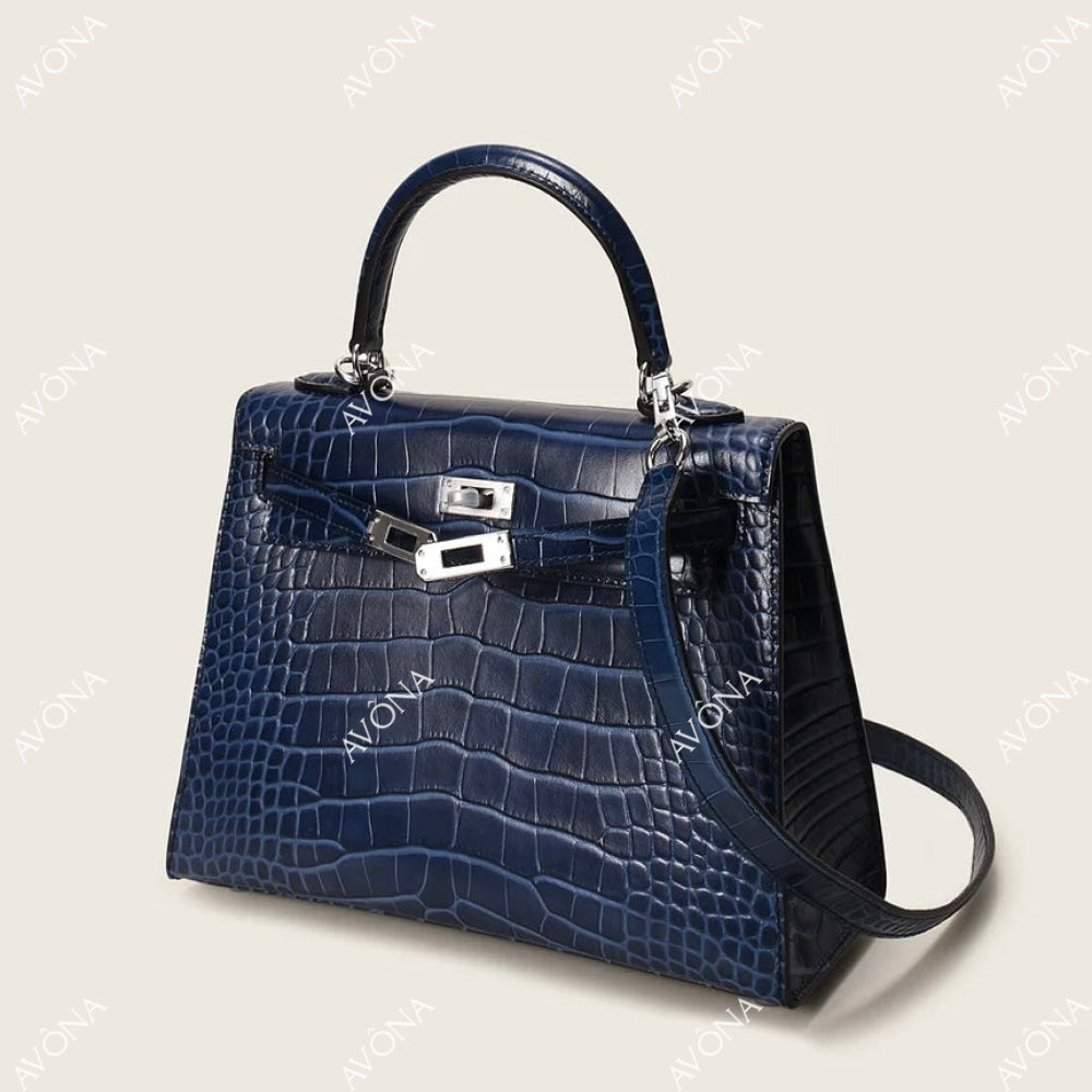 MIRAGE AZUL TWIST CROCODILE M (25x20x8cm) / SILVER