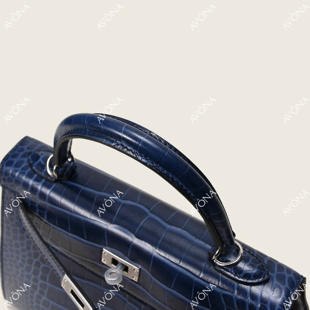 MIRAGE AZUL TWIST CROCODILE M (25x20x8cm) / SILVER