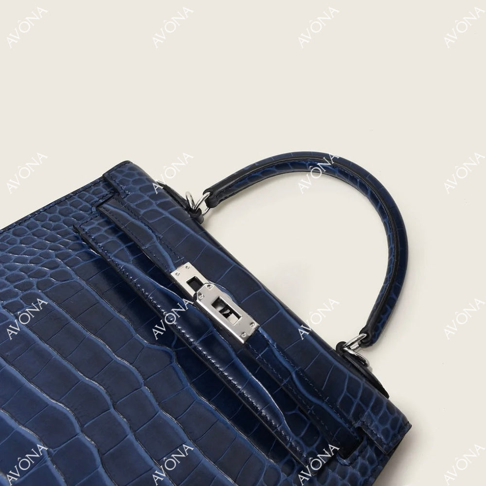 MIRAGE AZUL TWIST CROCODILE M (25x20x8cm) / SILVER